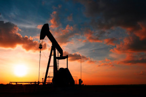 oil well at sunset